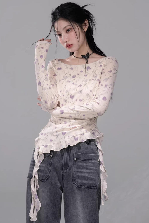 Fluttering Spring Mesh Blouse