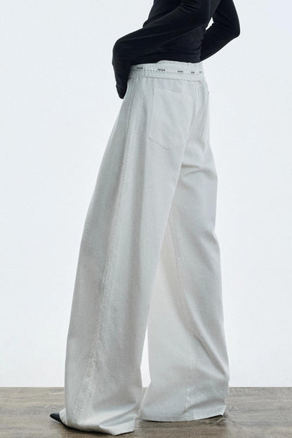 Autumn White Wide-Leg Pants