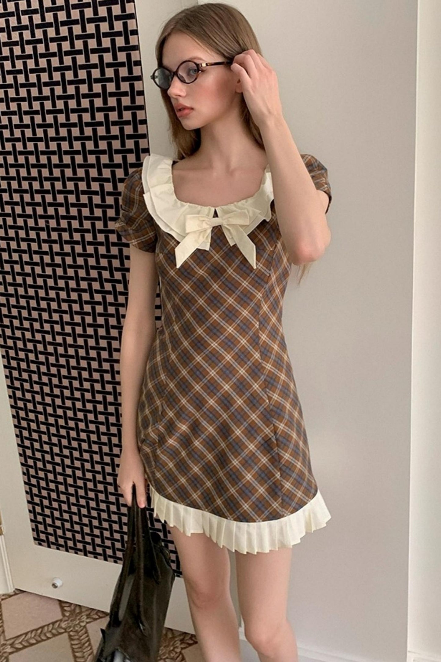 Check A-Line Waist Dress