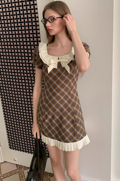 Check A-Line Waist Dress