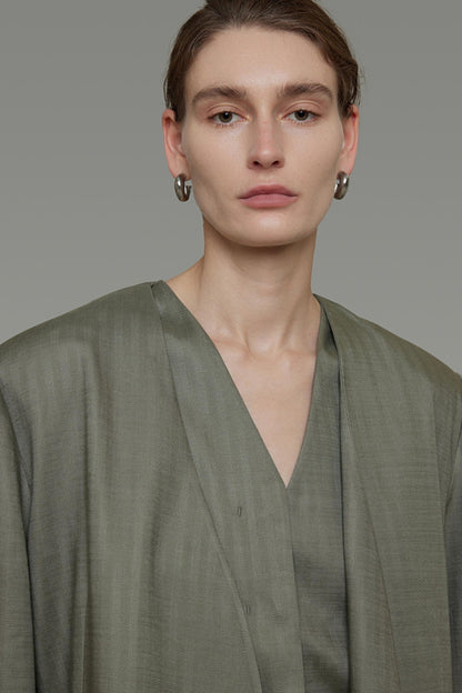 Autumn Draped Loose Vest Skirt Set-Up