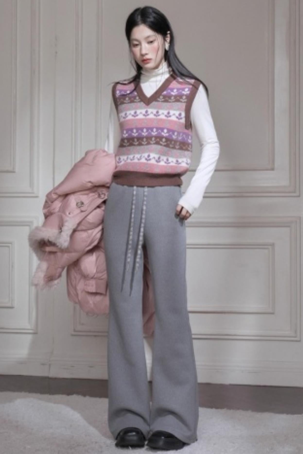 Wool Silk Flared Pants