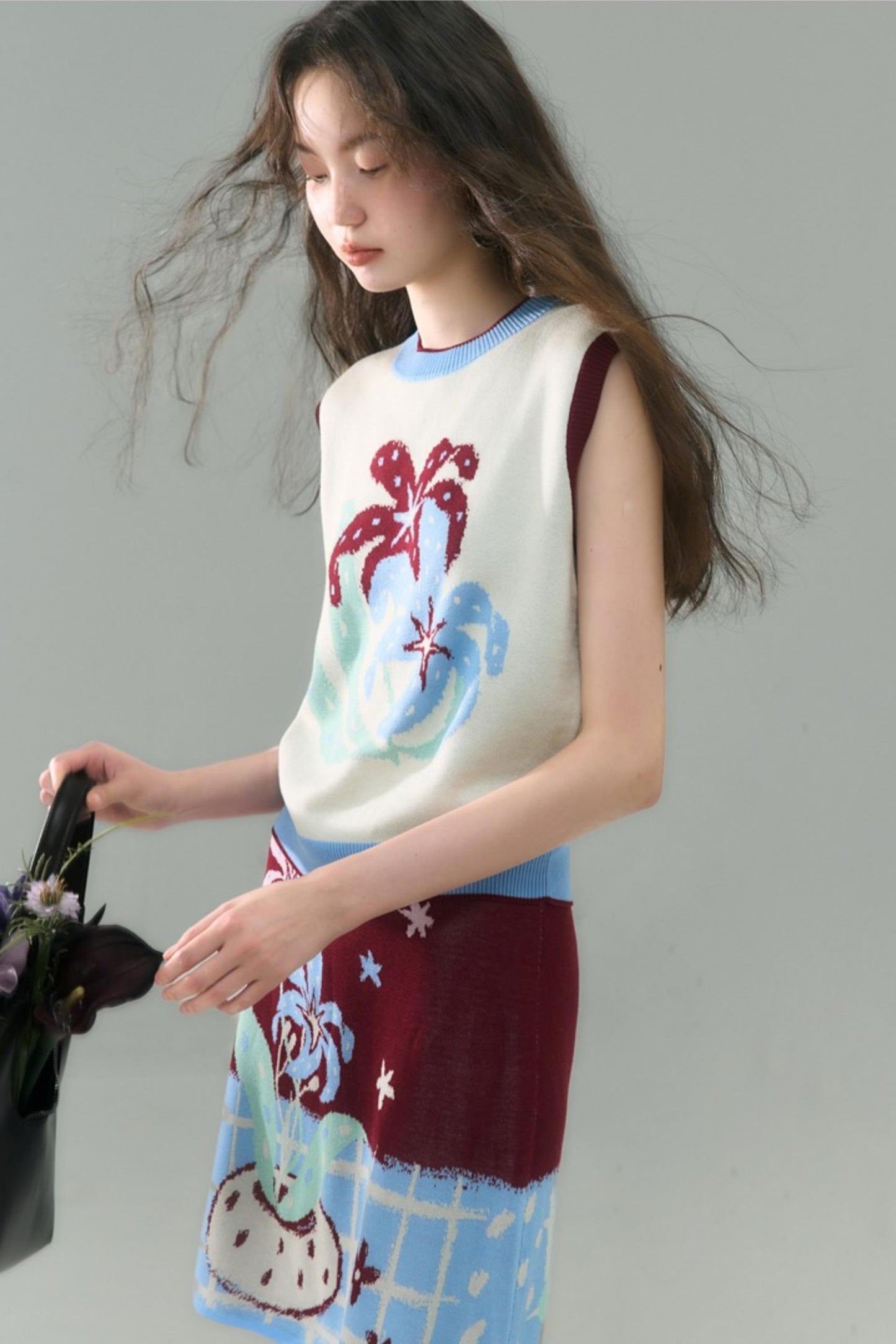 Original Lily Jacquard Tencel Vest Skirt Set-Up