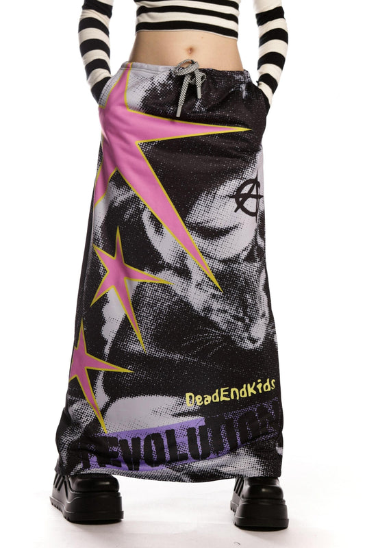 Punk Retro Printed Sweatshirt Skirt