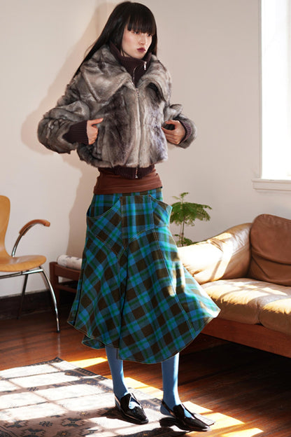 Vintage Check Wool-Blend Skirt