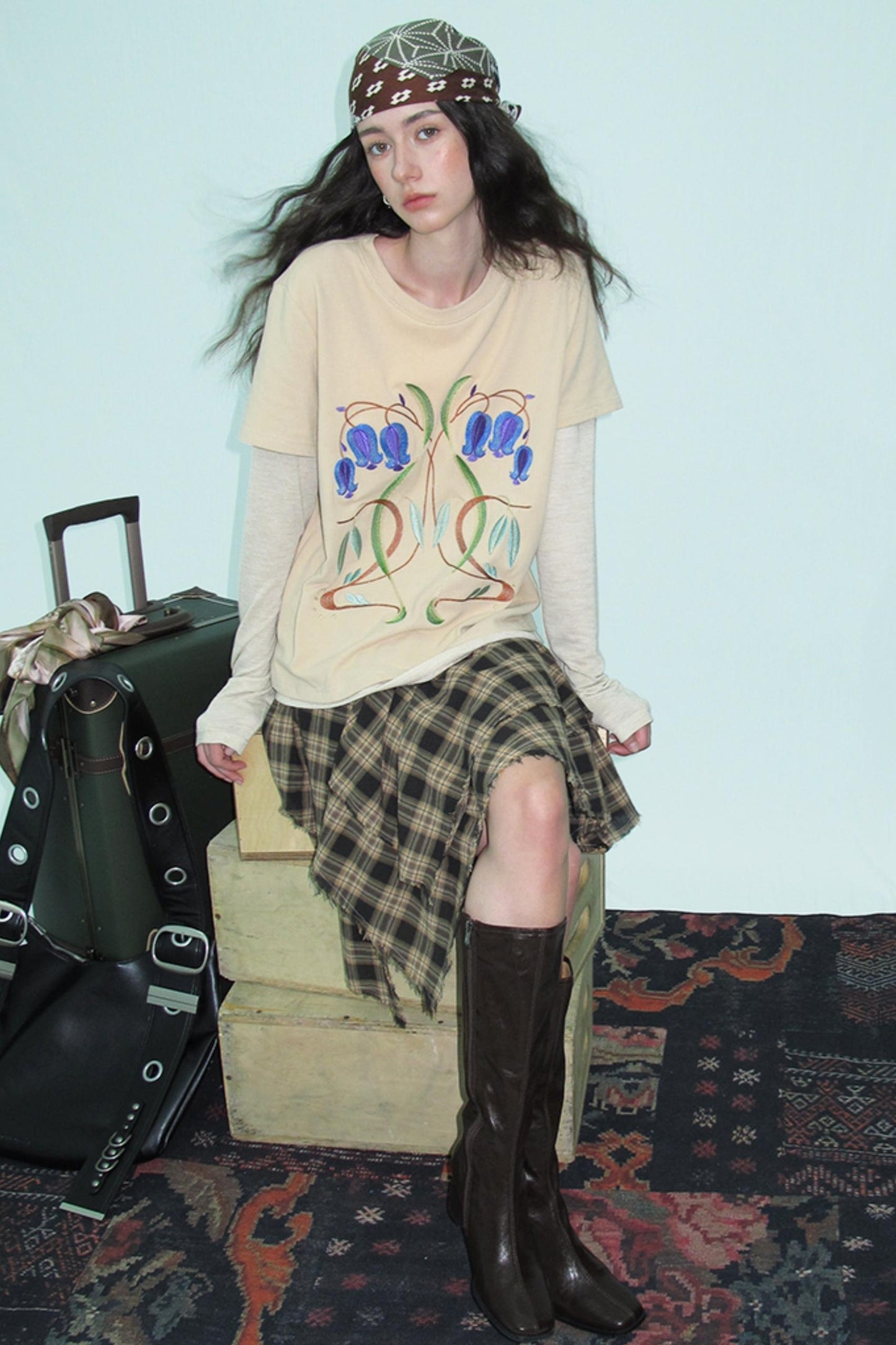 Wood Grain Pleat Skirt