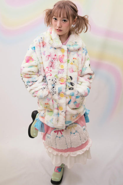 Printed Plush Warm Jacket