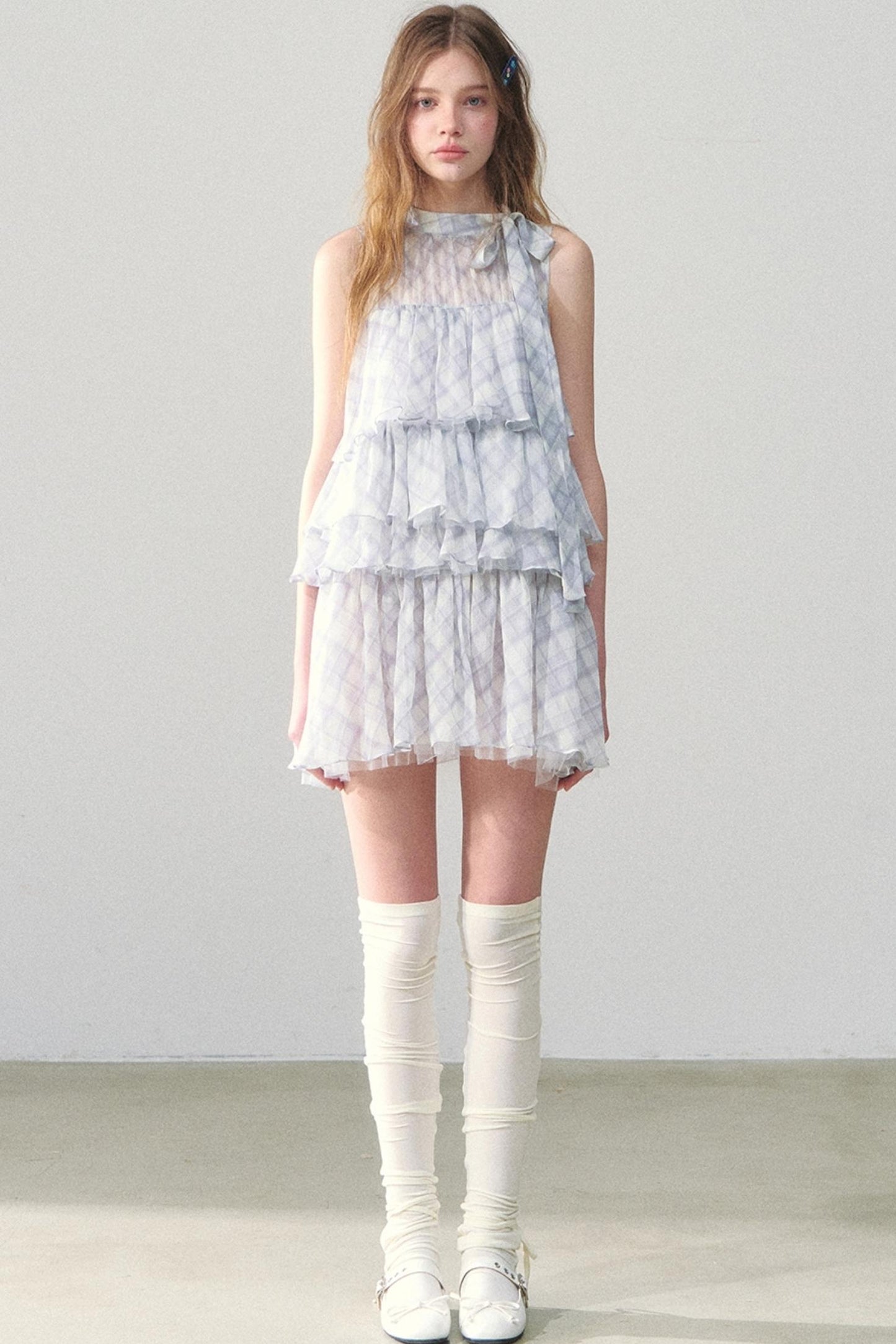 Light Blue Gingham Tutu Dress