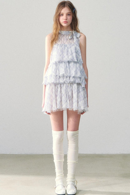 Light Blue Gingham Tutu Dress
