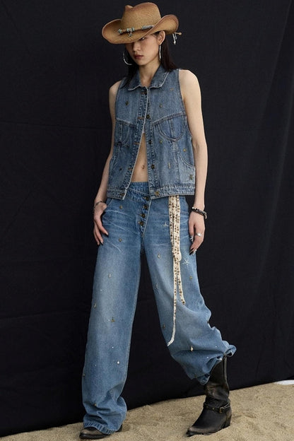 Ocean Blue Denim Vest