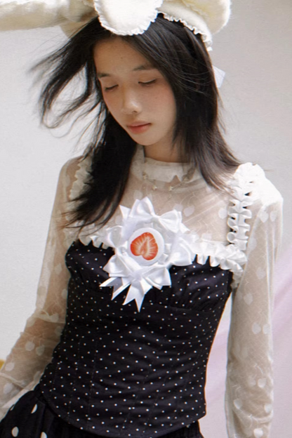 Strawberry Rose Bow Brooch