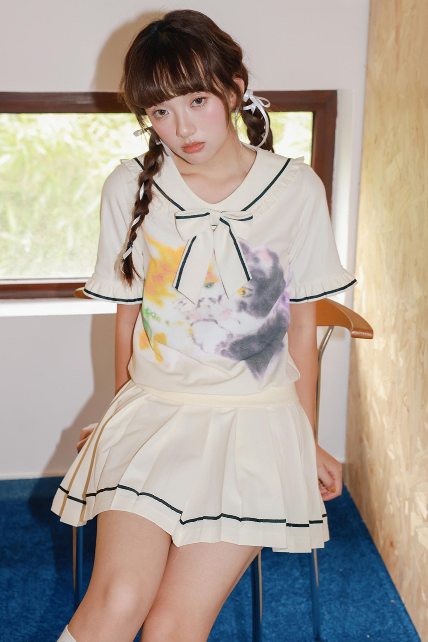 Kitten Print Sporty Style Suit Set-Up