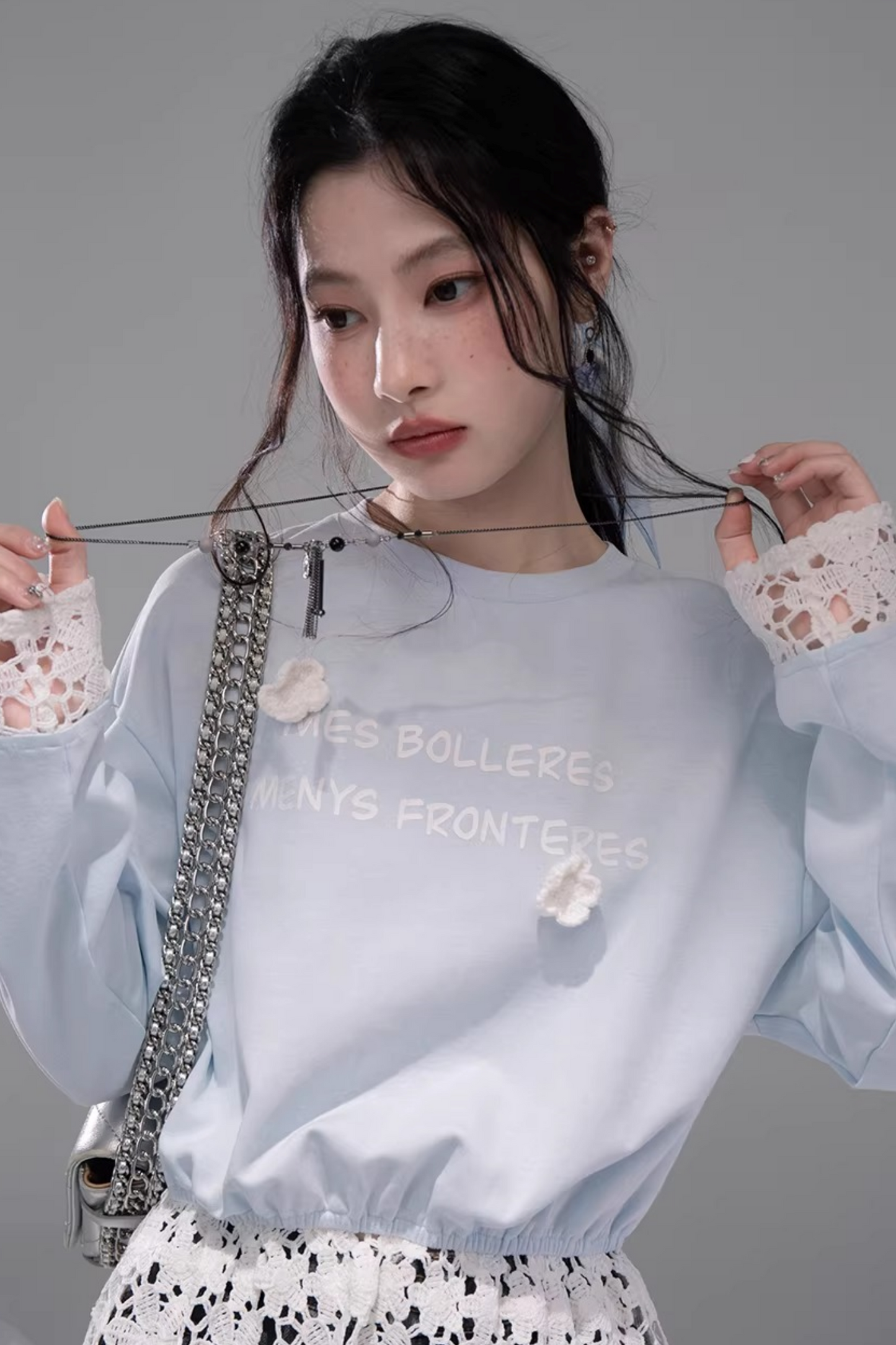 Transparent Patchwork Embroidery Blouse