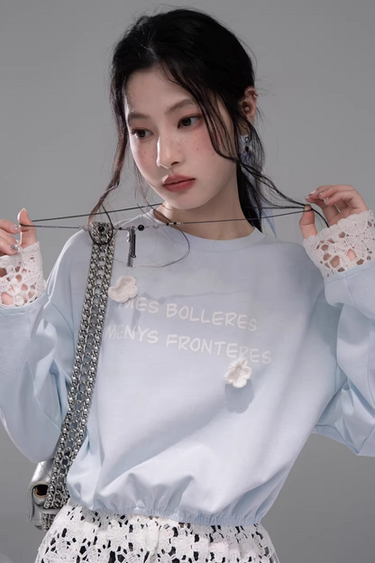 Transparent Patchwork Embroidery Blouse