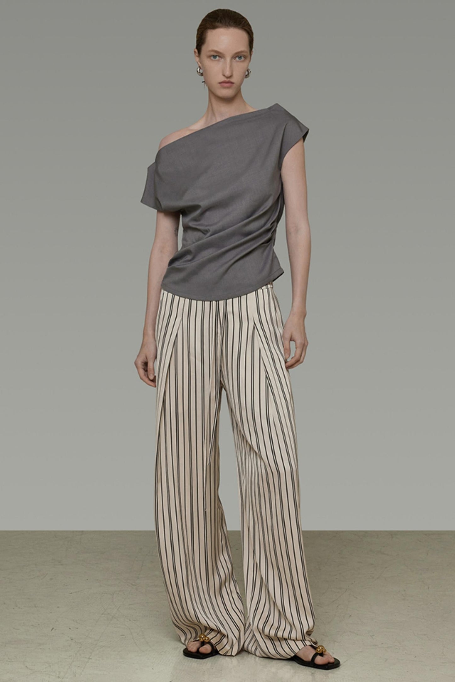 High-Waist Striped Wide-Leg Pants