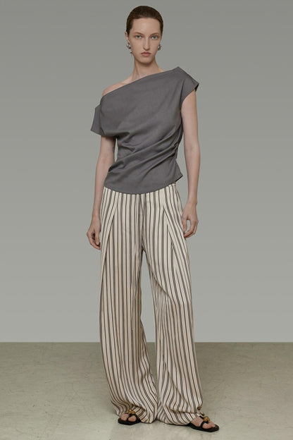 High-Waist Striped Wide-Leg Pants