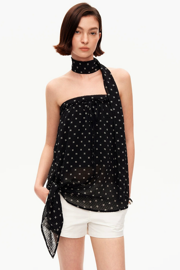 Woven Polka Dot Halter Top