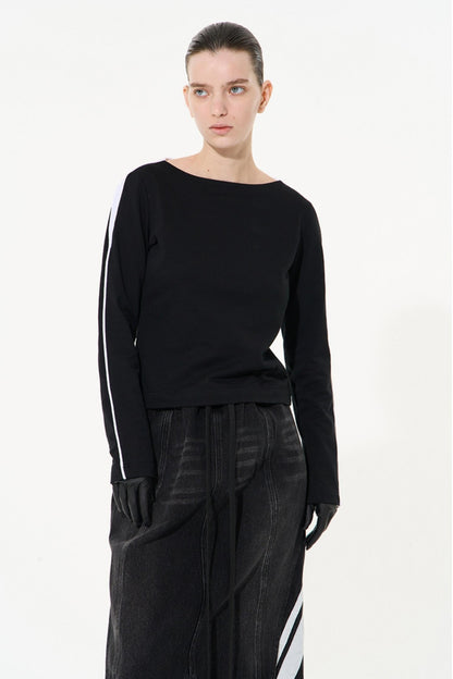 Striped Embroidered Crew Sweatshirt