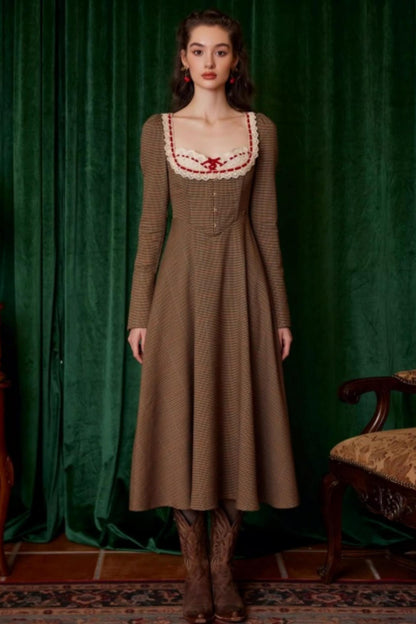 French Retro Houndstooth Dress