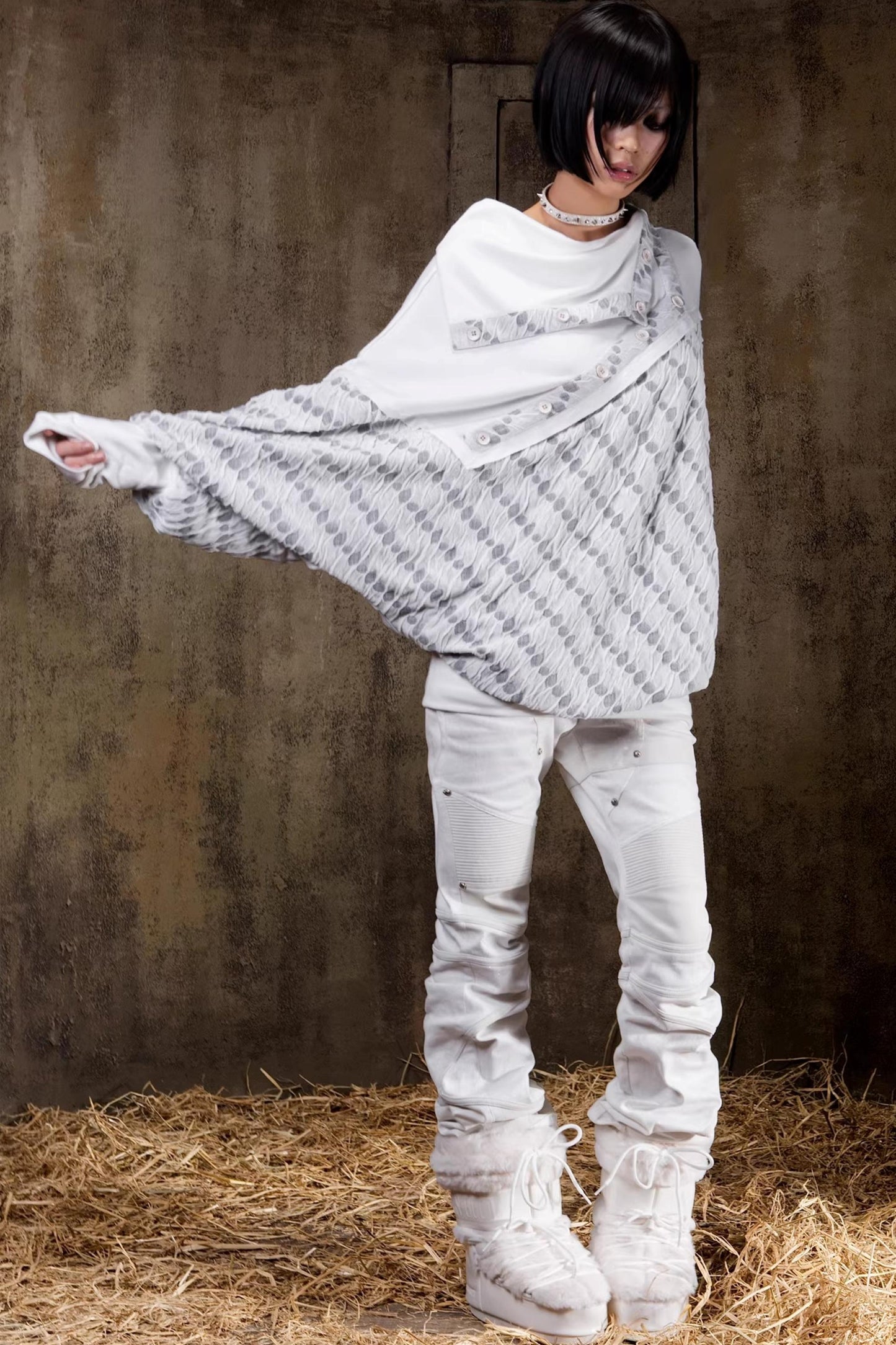 Turtleneck Batwing Sleeve Knit Top