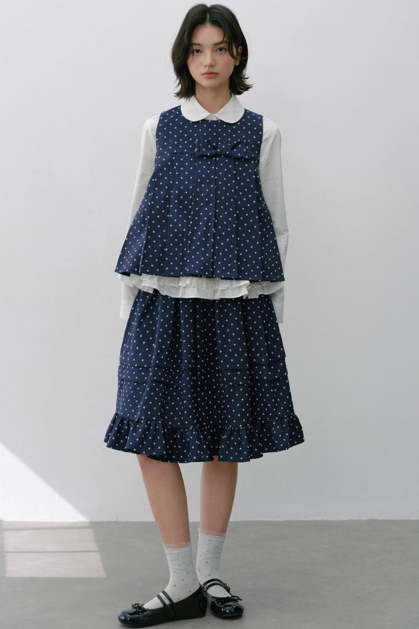 Navy Polka Dot Puffy Skirt Set-Up