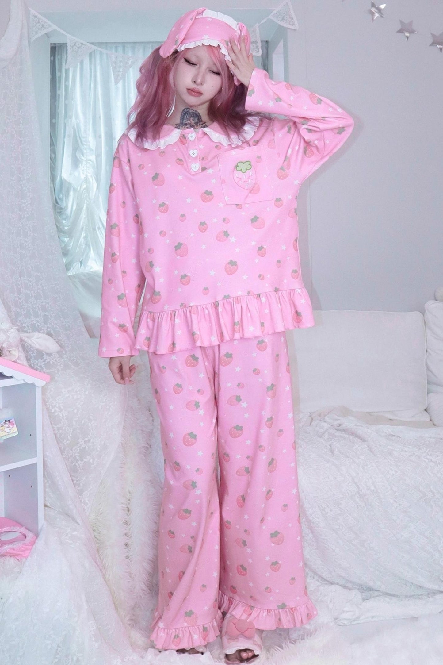 Soft Strawberry Star Pajamas Set-Up