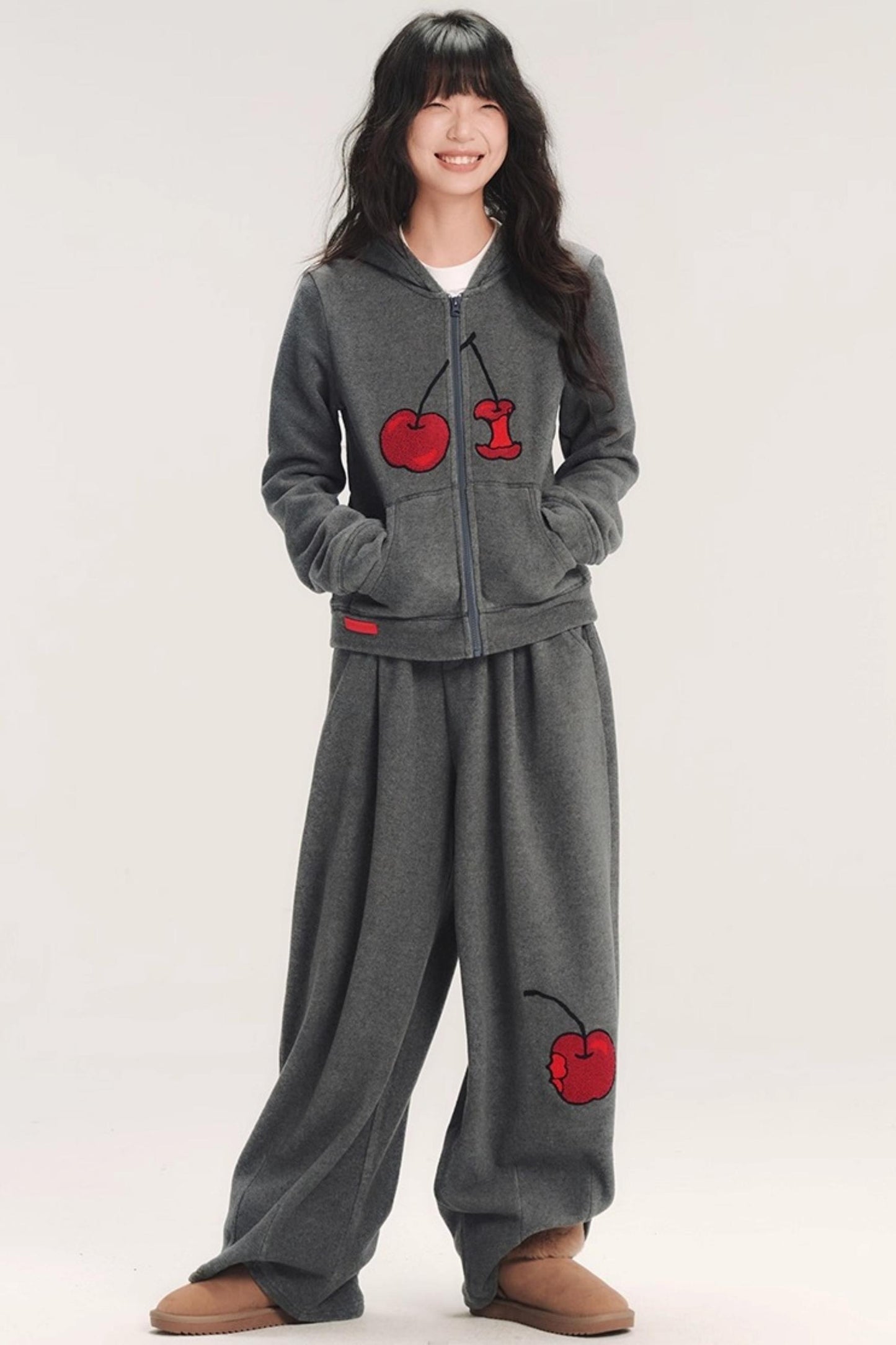 Hand-Painted Cherry Hooded Jacket