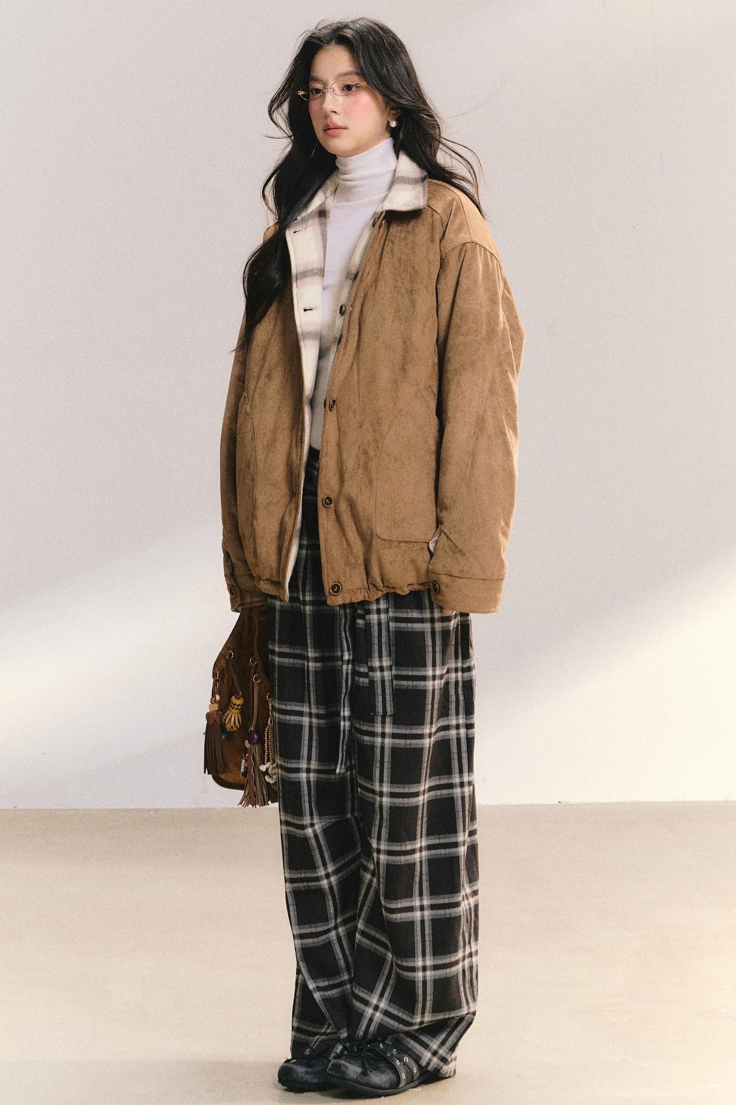 Reversible Suede Plaid Jacket