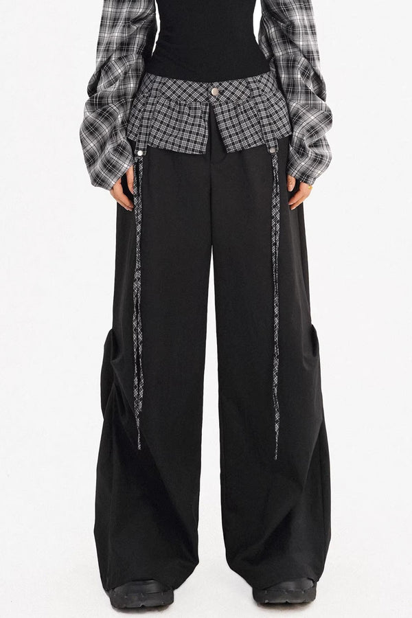 Plaid Off-Shoulder Pants Set-Up