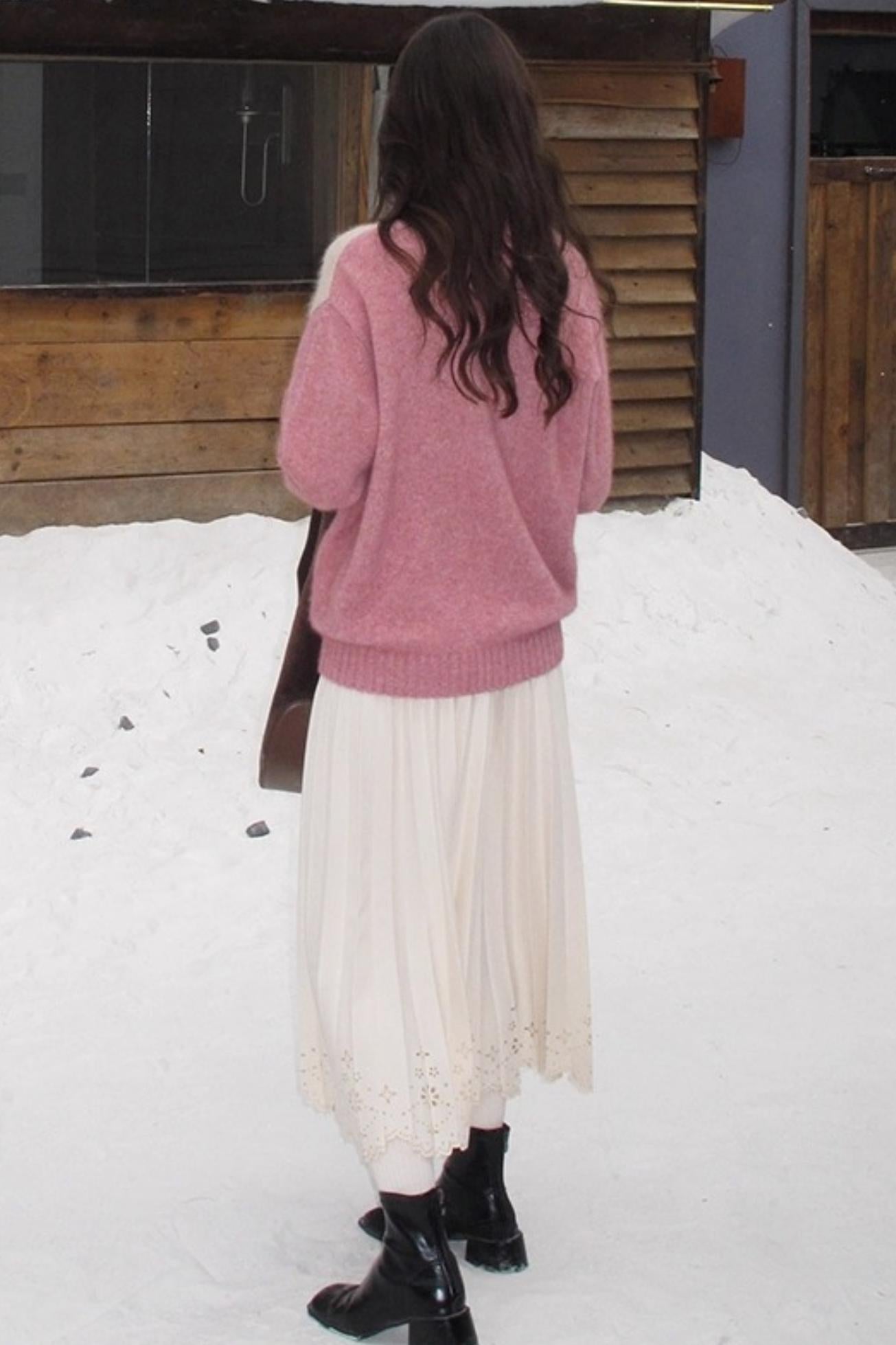 Pink Vintage Cashmere-Like Turtleneck Sweater