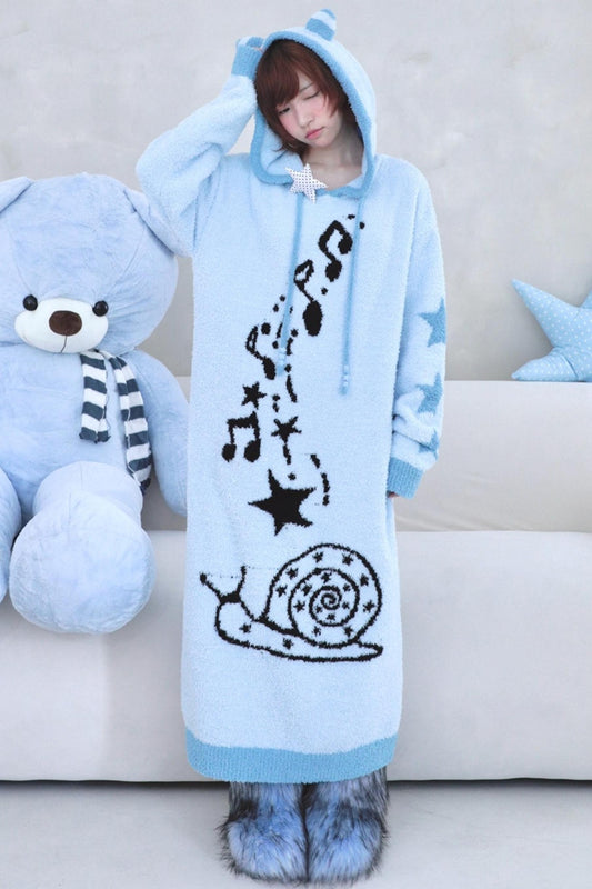 Antique Ghost Jacquard Hooded Long Dress