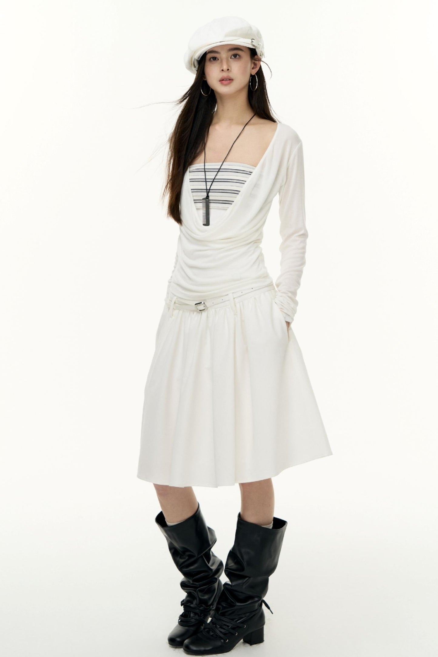 Fantasy Lyocell Collar Long-Sleeved T-Shirt
