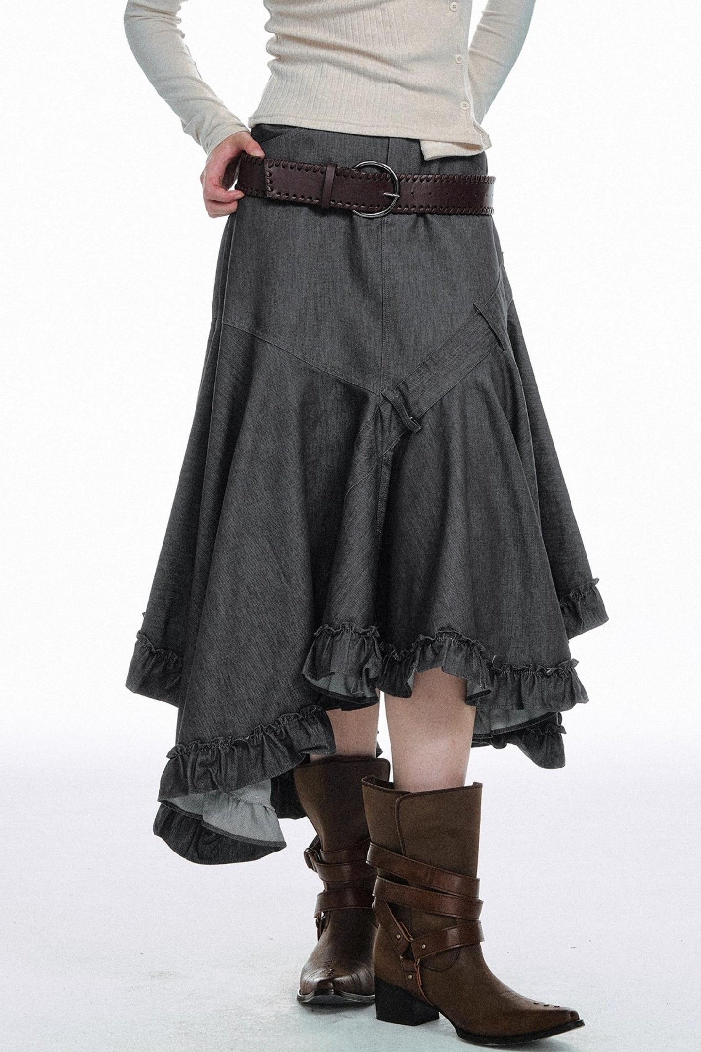 Versatile Solid Color Long Skirt