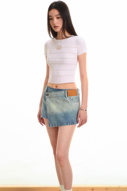 Origami Denim A-line Skirt