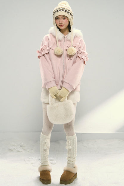 White Fur Elasticated Waist Shorts