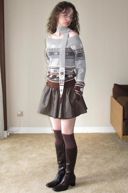 Vintage Distressed Leather Skirt