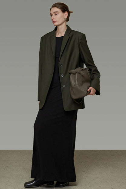 High-End Loose Pleated Coat Set-Up