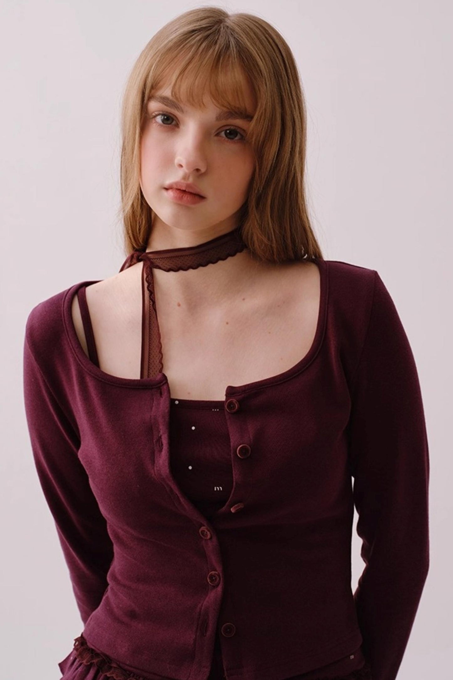 Retro Polka Dot Lace Cardigan Set