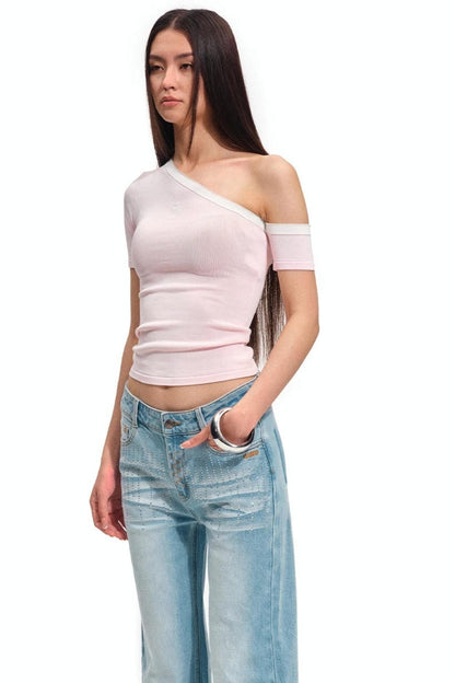 Asymmetrical Ice Linen Top