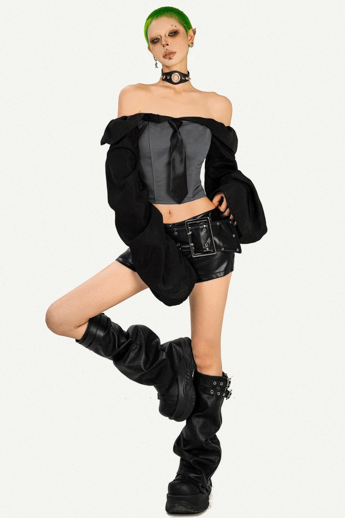 One-Shoulder Long Sleeve Punk Shirt