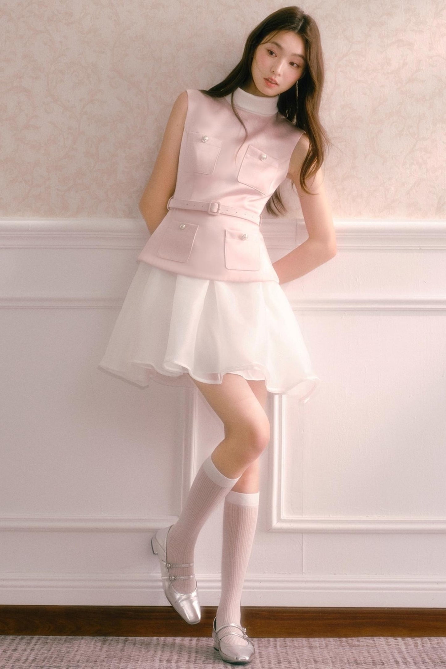 Pink Satin Puffy Daughter Dress