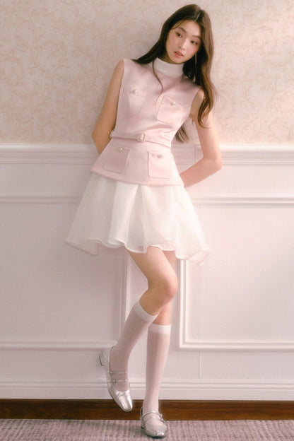 Pink Satin Puffy Daughter Dress