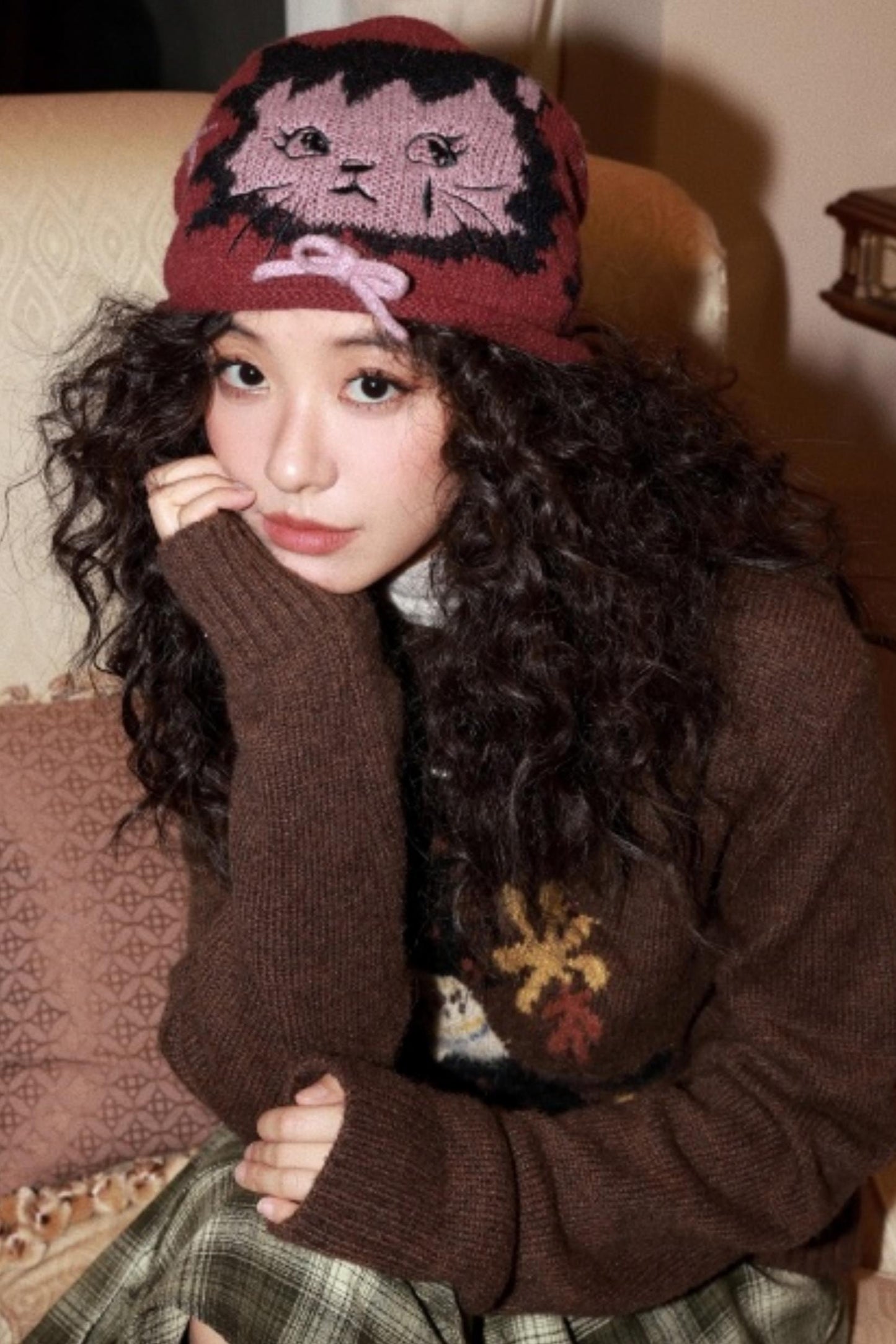 Knitted Cat Beanie Hat