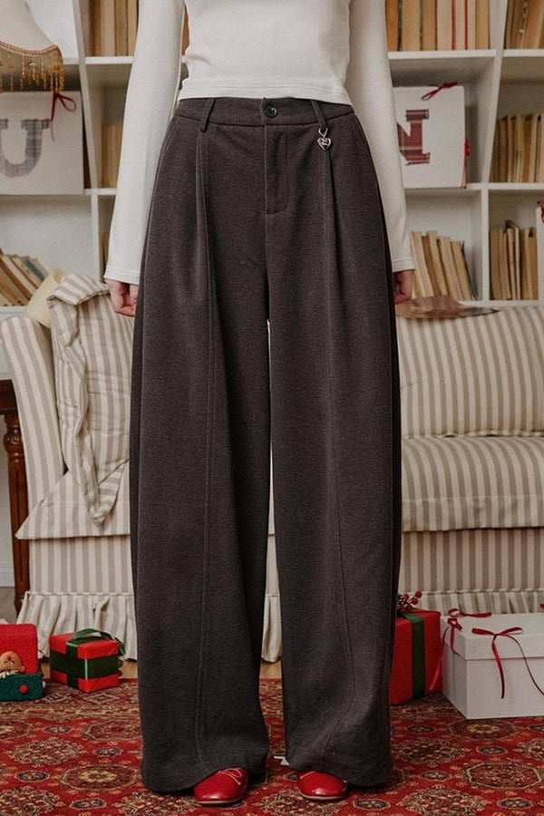 Brown Heart Woolen Pants