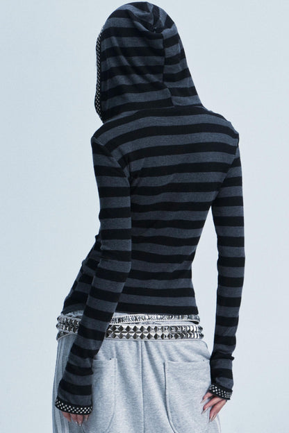 Elastic Striped Fingerless Top Set-Up