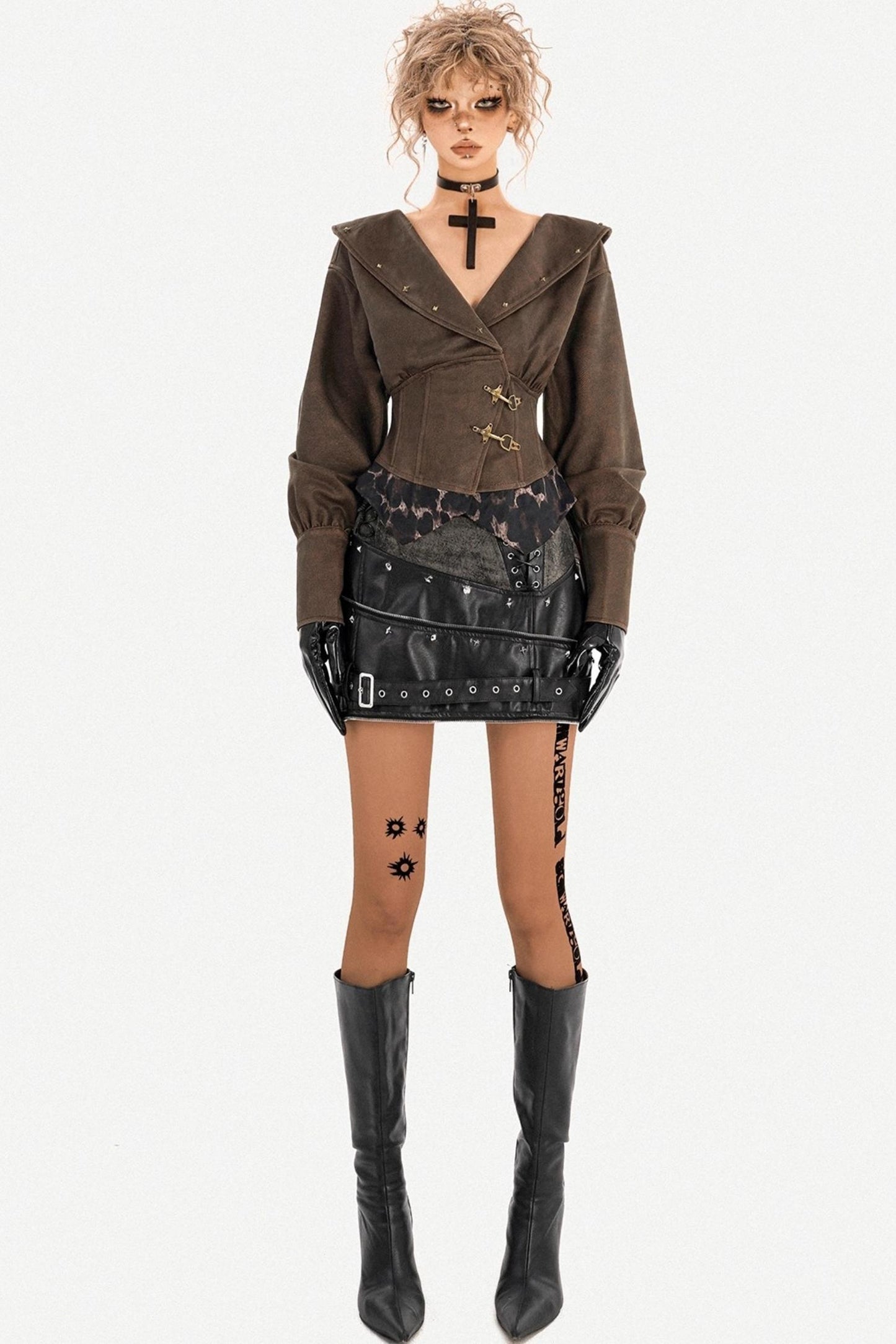 Retro Deep V-Neck Waist Top