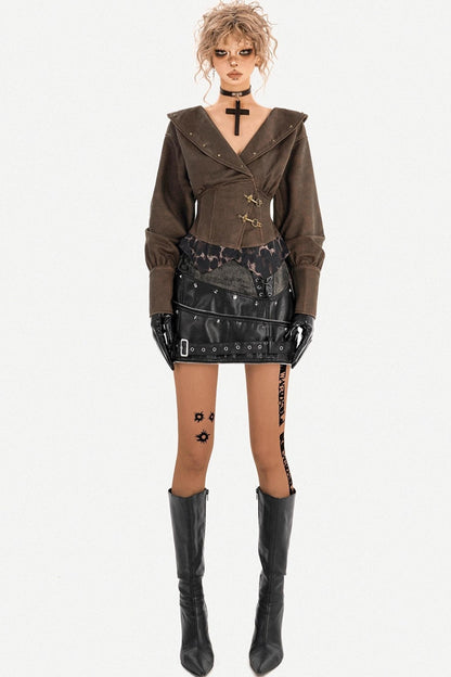 Retro Deep V-Neck Waist Top