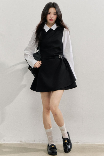 SunsetPark Plaid Leather Buckle Dress