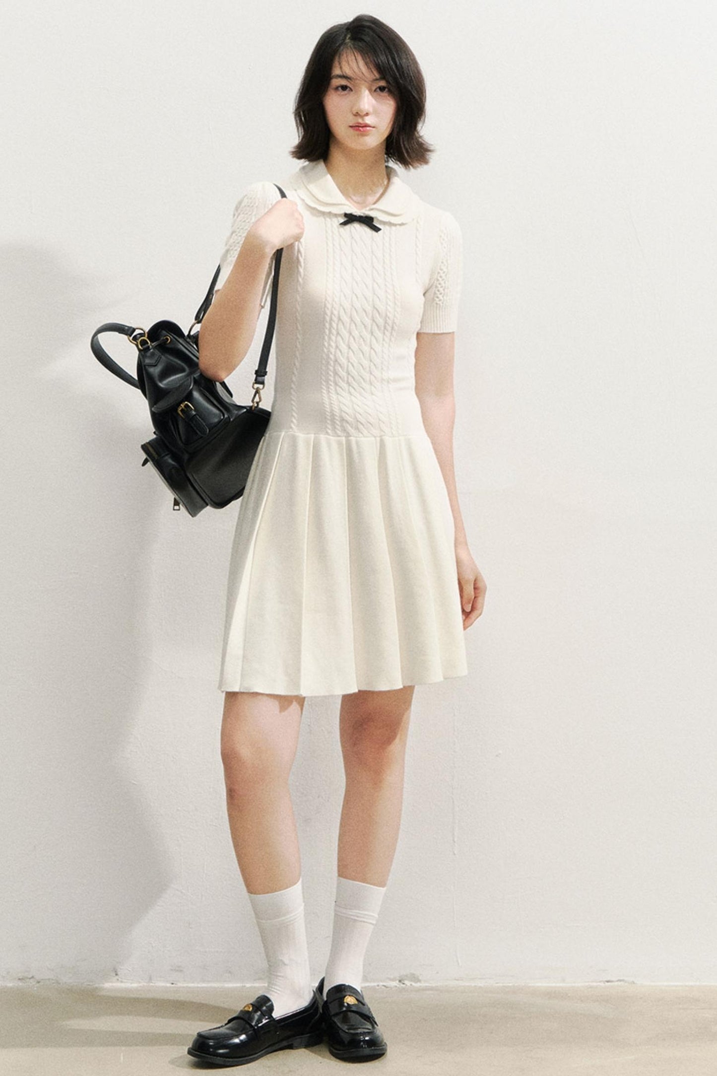 Slim Knit Pleated Dress