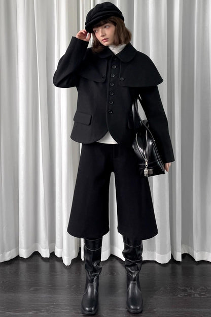 Versatile Black Woolen Suit Jacket